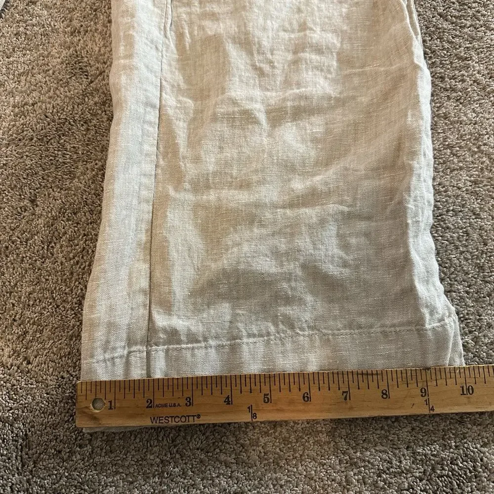 Quince 100% European Linen Wide Leg Loose Pants Flax/Beige Drawstring Size Large